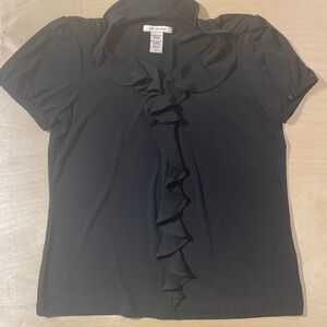 Covington Black Ruffled Blouse Medium (QS)
